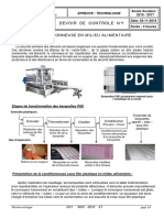 Conditionneuse en Milieu Alimentaire: Devoir de Controle N°1