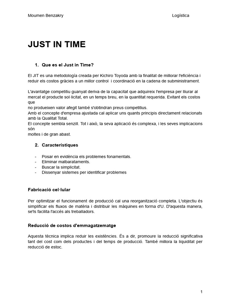 Just in Time | PDF