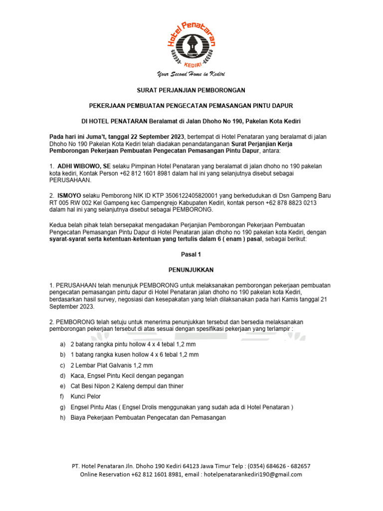 SPK 21-09-2023 - Pembuatan Pengecatan Pemasangan Pintu Dapur TA 2023 | PDF