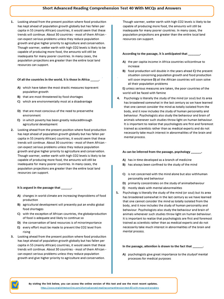 Reading Comprehension | PDF | Caffeine | Mind