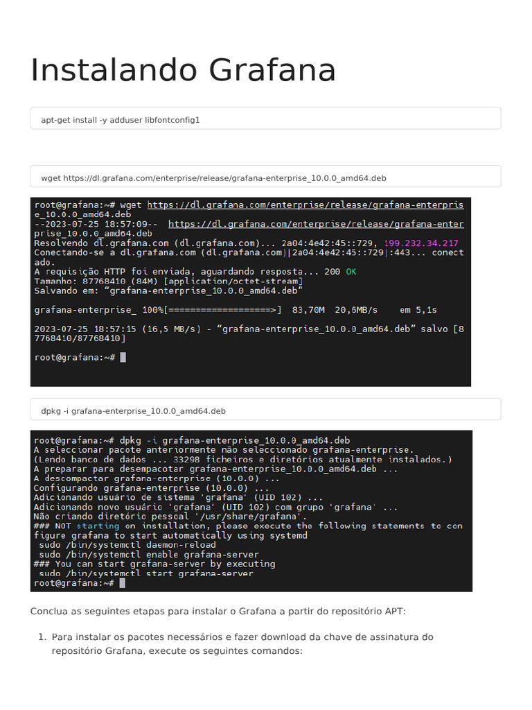 Instalando Grafana Pdf Software Unix Desenvolvimento De Software