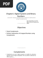 Lecture3 Chapter1 - Unsigned Numbers, Subtraction of Unsigned Numbers Using Complements