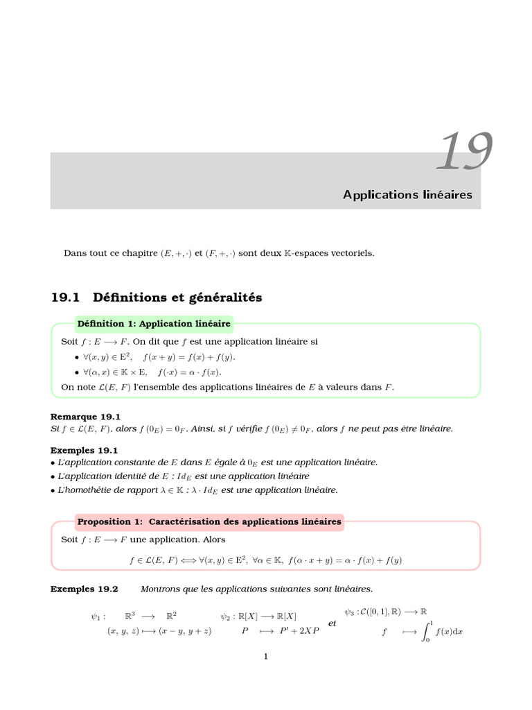 Applications Linéaires et Propriétés | PDF | Application linéaire ...