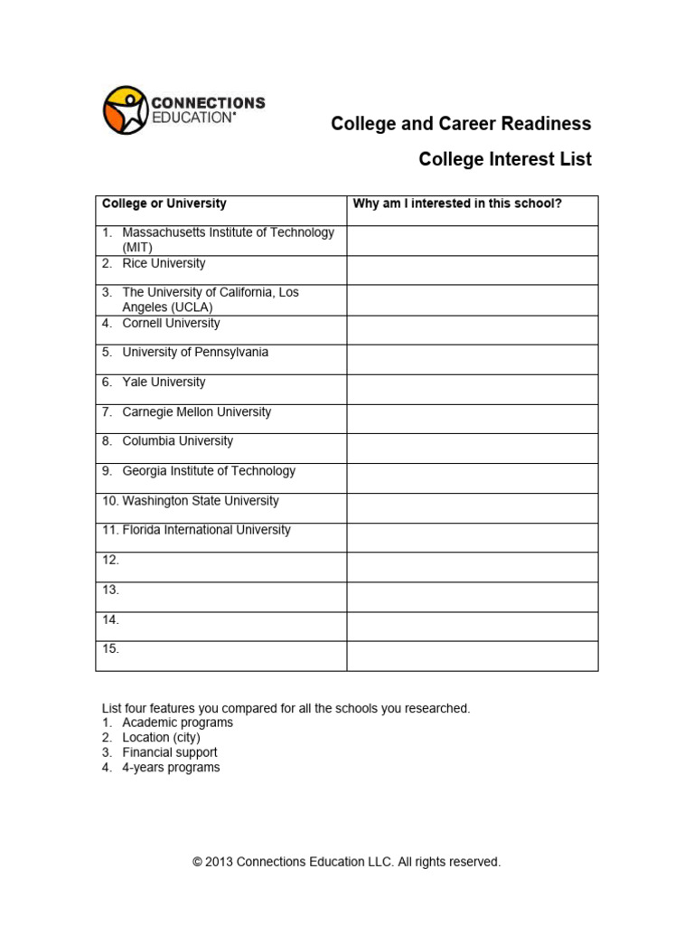 Career Interests Worksheet PDF