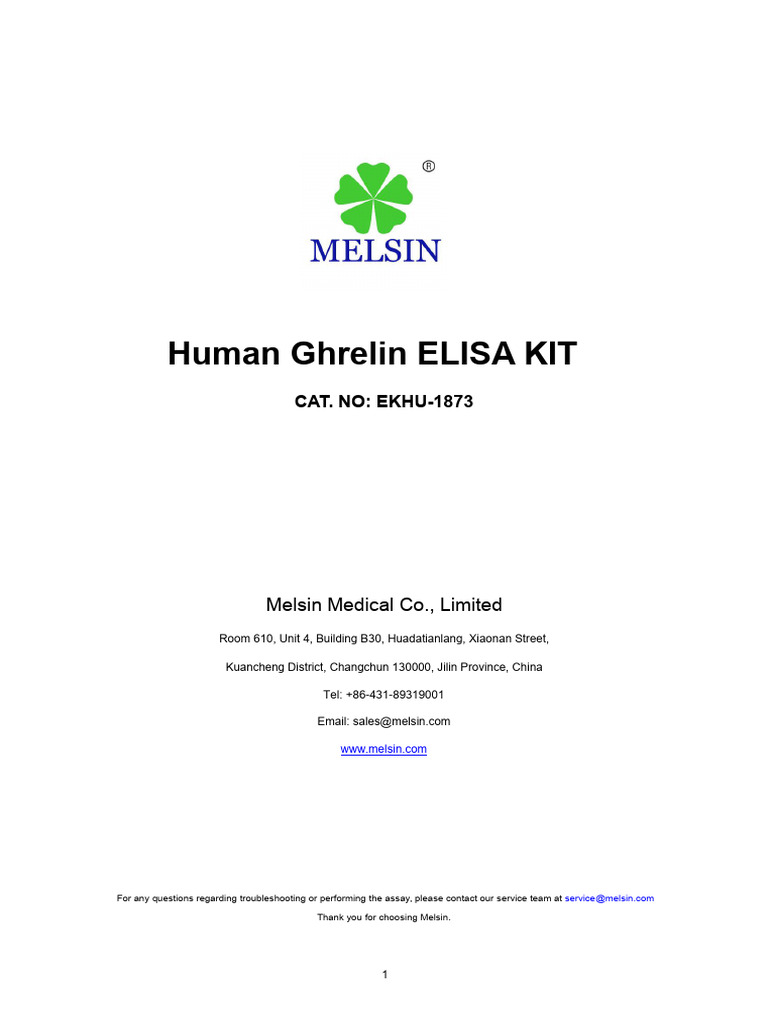 Ghrelin ELISA Kit for Researchers | PDF | Chemistry | Laboratory Techniques