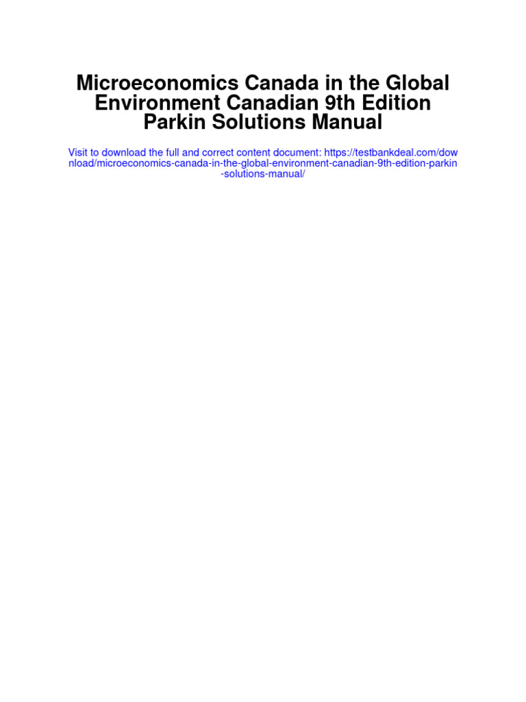 Microeconomics Canada in The Global Environment Canadian 9th Edition