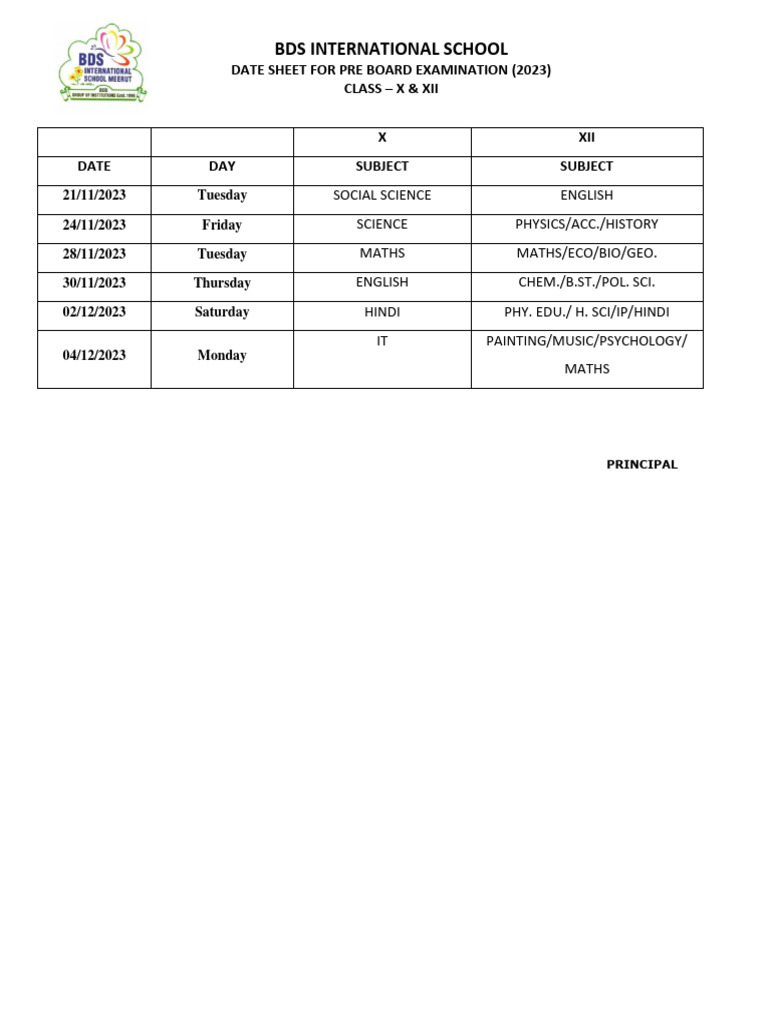 Preboard 2023 CLAS X AND XII DATESHEET21 PDF