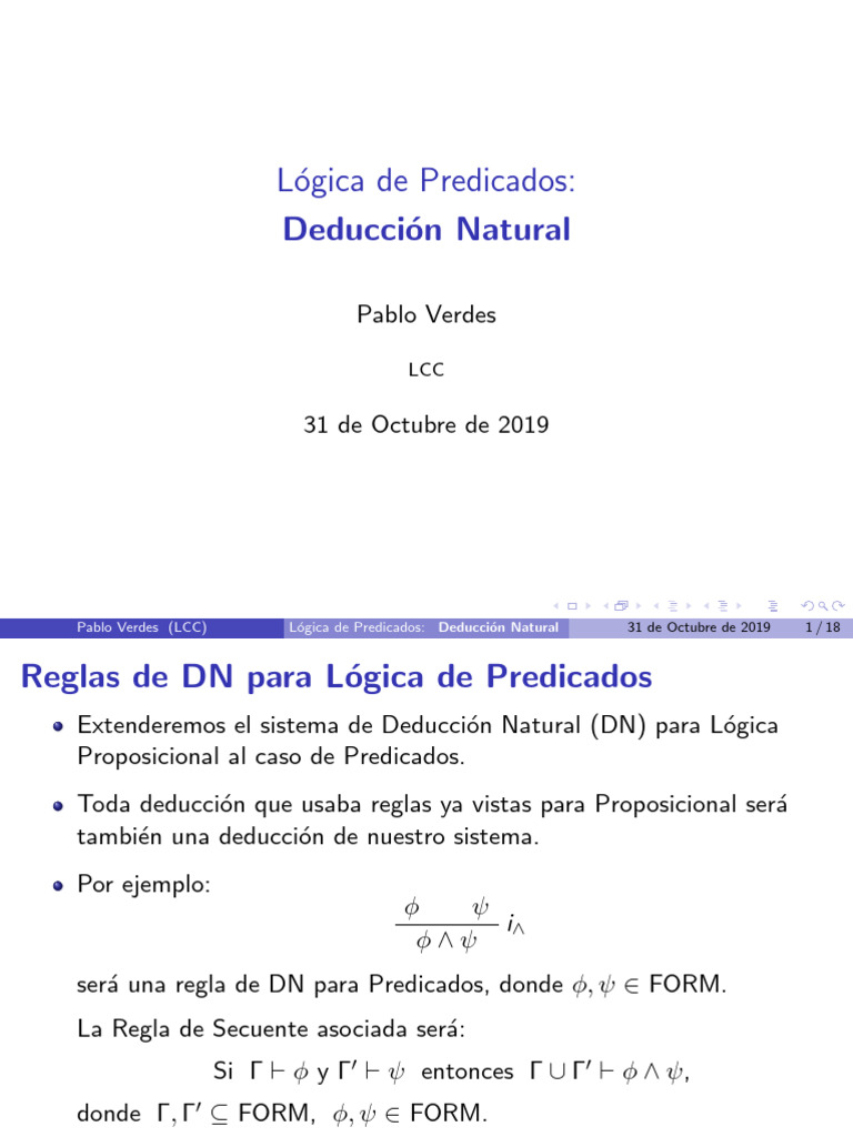 Lógica de Predicados, Deduccion Natural | PDF | Lógica de primer orden ...