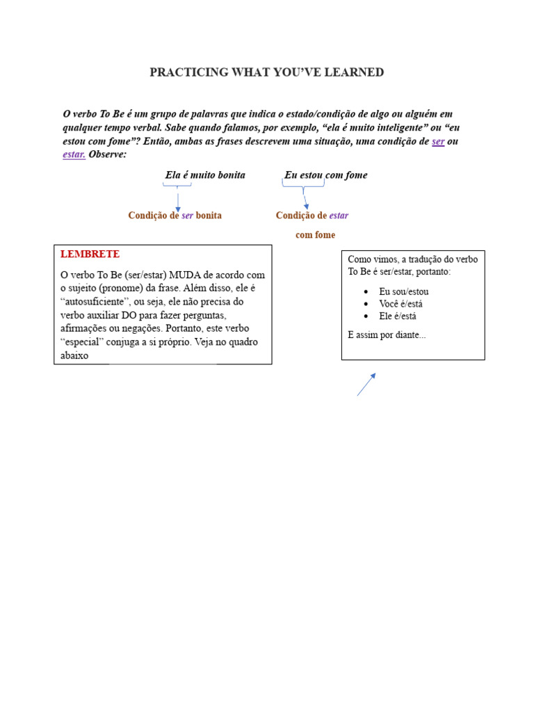 Exercícios do Verbo To Be em Inglês | PDF | Linguística | Gramática