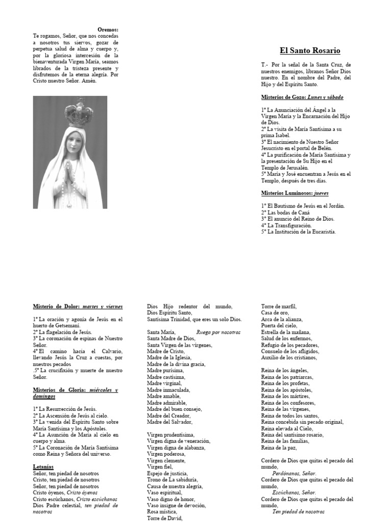 Triptico Del Santo Rosario | Descargar gratis PDF | María, madre de ...
