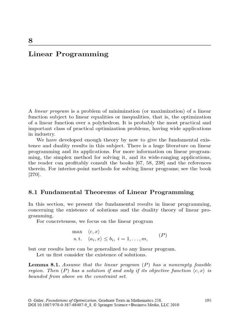 Güler2010 Chapter LinearProgramming | PDF | Linear Programming ...