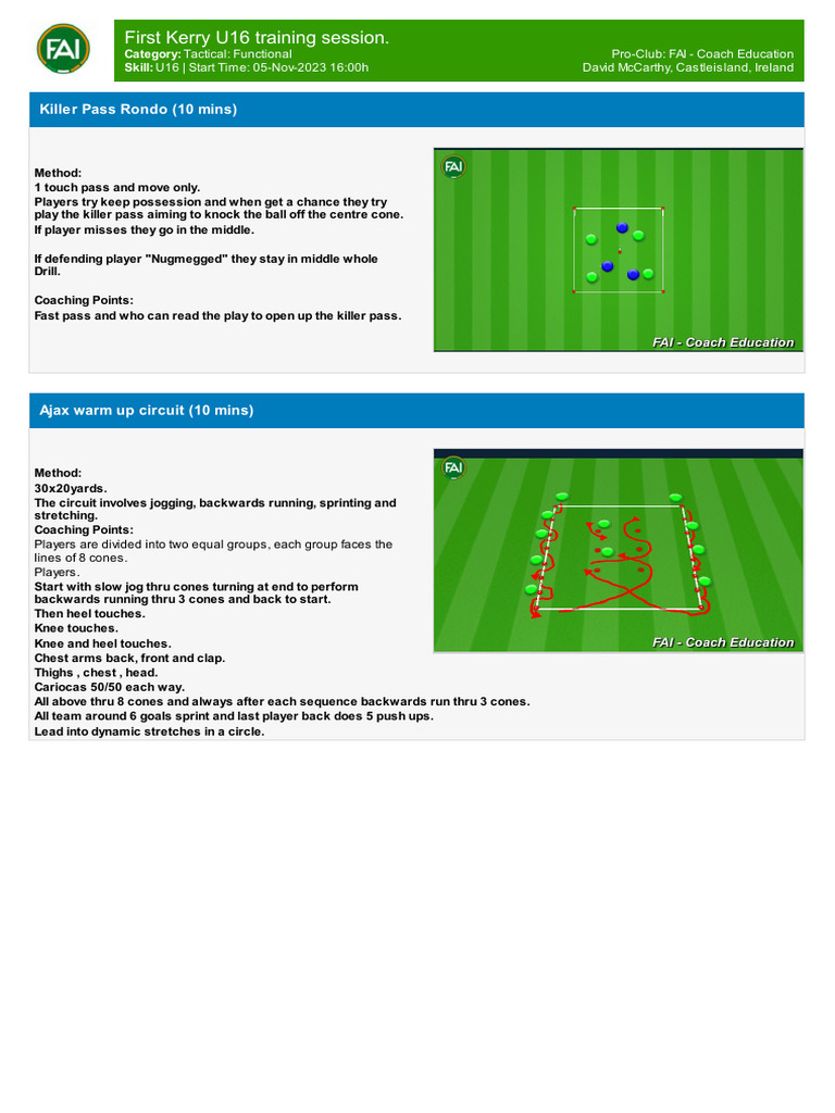 U16 Training Session Overview | PDF | Foot | Knee