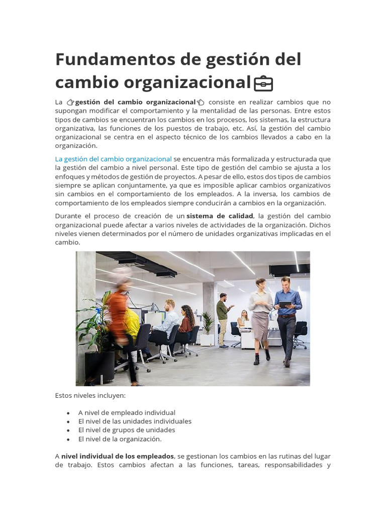 Fundamentos de Gestión Del Cambio Organizacional? | PDF | Gestión del ...