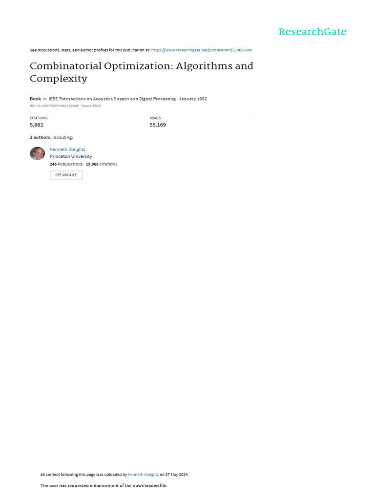 Combinatorial Optimization Algorithms and Complexi | PDF | Linear ...