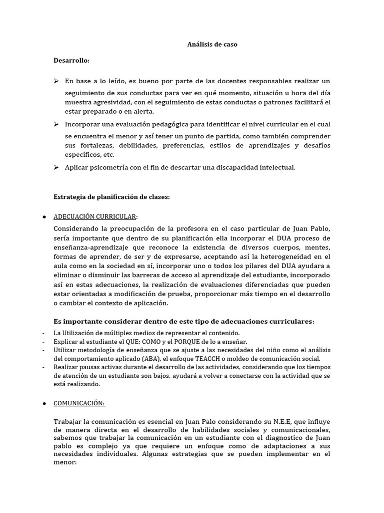 Análisis De Caso Juan Pablo Pdf Comportamiento Aprendizaje