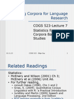 7.? Using Corpora For Language Research. Statistics For Corpora Based Studies