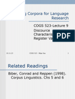 9.? Using Corpora For Language Research. Discourse Characteristics and Register Variations