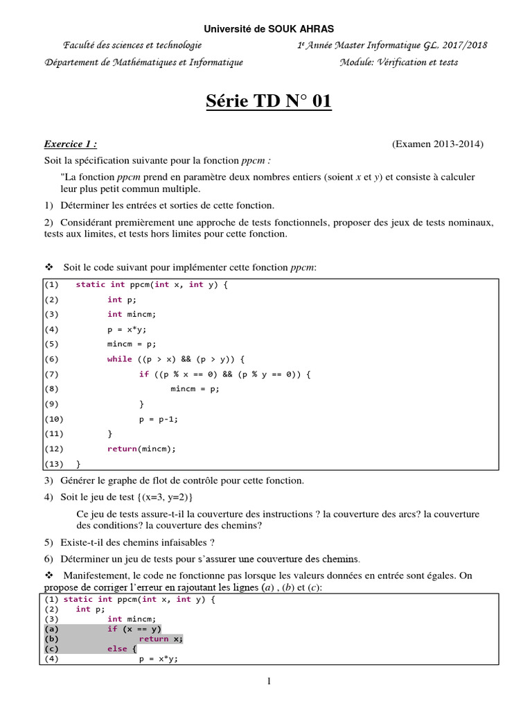 Validation des tests de la fonction ppcm | PDF | Informatique ...