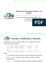 Álgebra CepreUni - Sesión 16.1 (Sistemas de Ecuaciones Lineales y No Lineales)