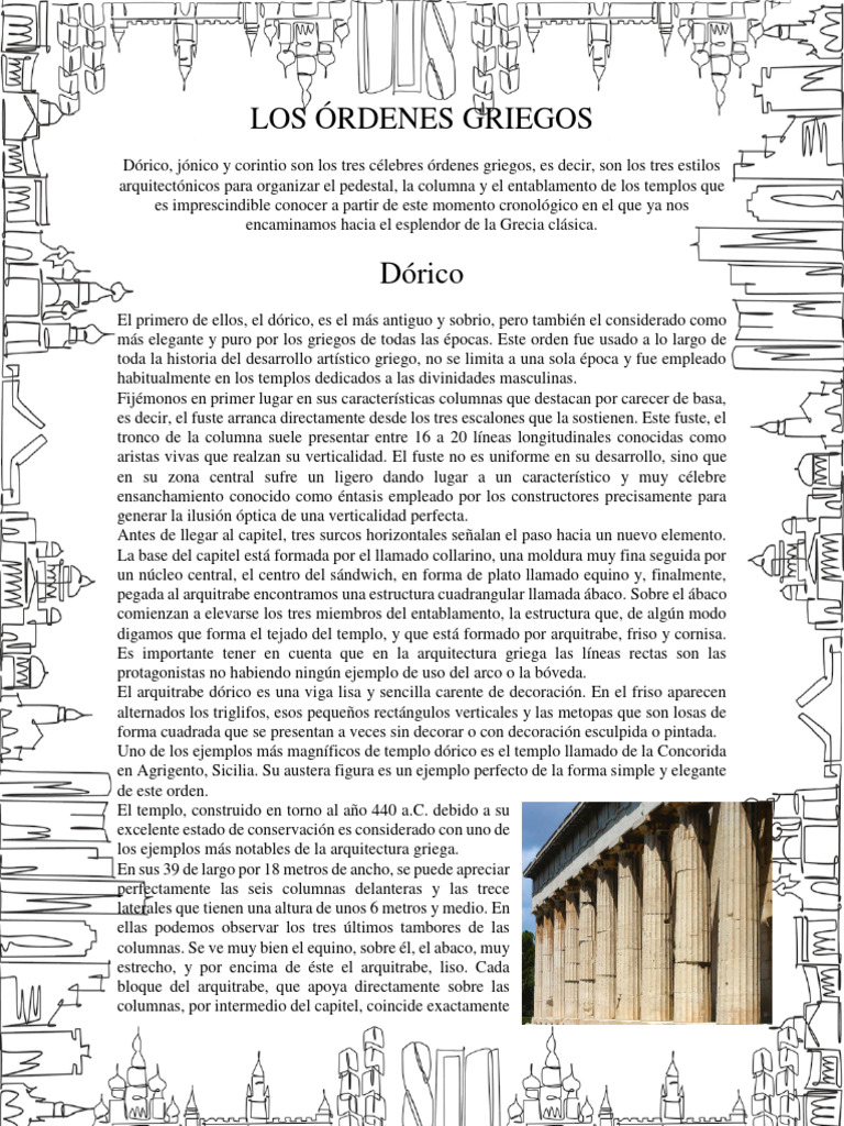Órdenes Griegos: Dórico y Jónico | PDF | Antigua Grecia
