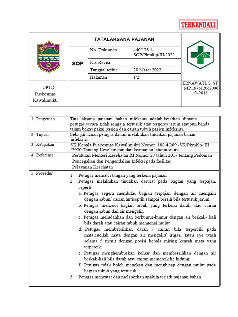 Prosedur Tata Laksana Pajanan Infeksius | PDF | Sains & Matematika