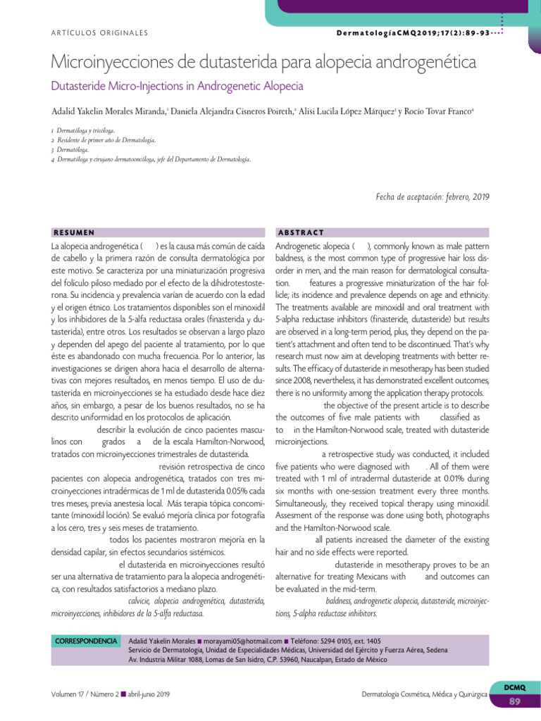 Microinyecciones de Dutasterida para Alopecia Androgenética 2019 | PDF ...