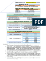 Calendario de Exámenes Del Segundo Parcial 2023-3