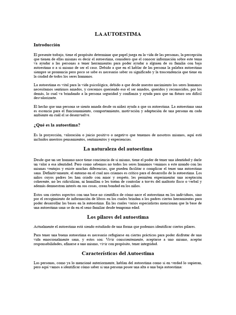 Autoestima | PDF | Autoestima | Ciencias del comportamiento