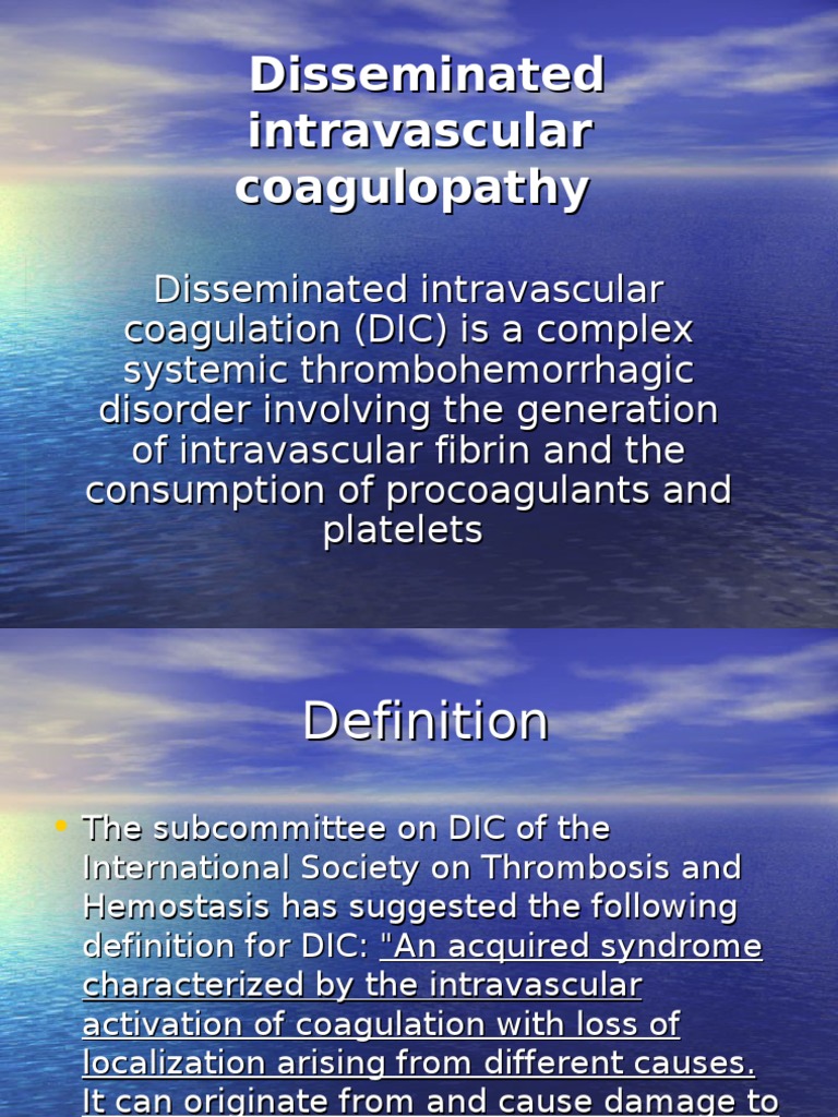 Definition and Causes of DIC | PDF | Coagulation | Blood Proteins