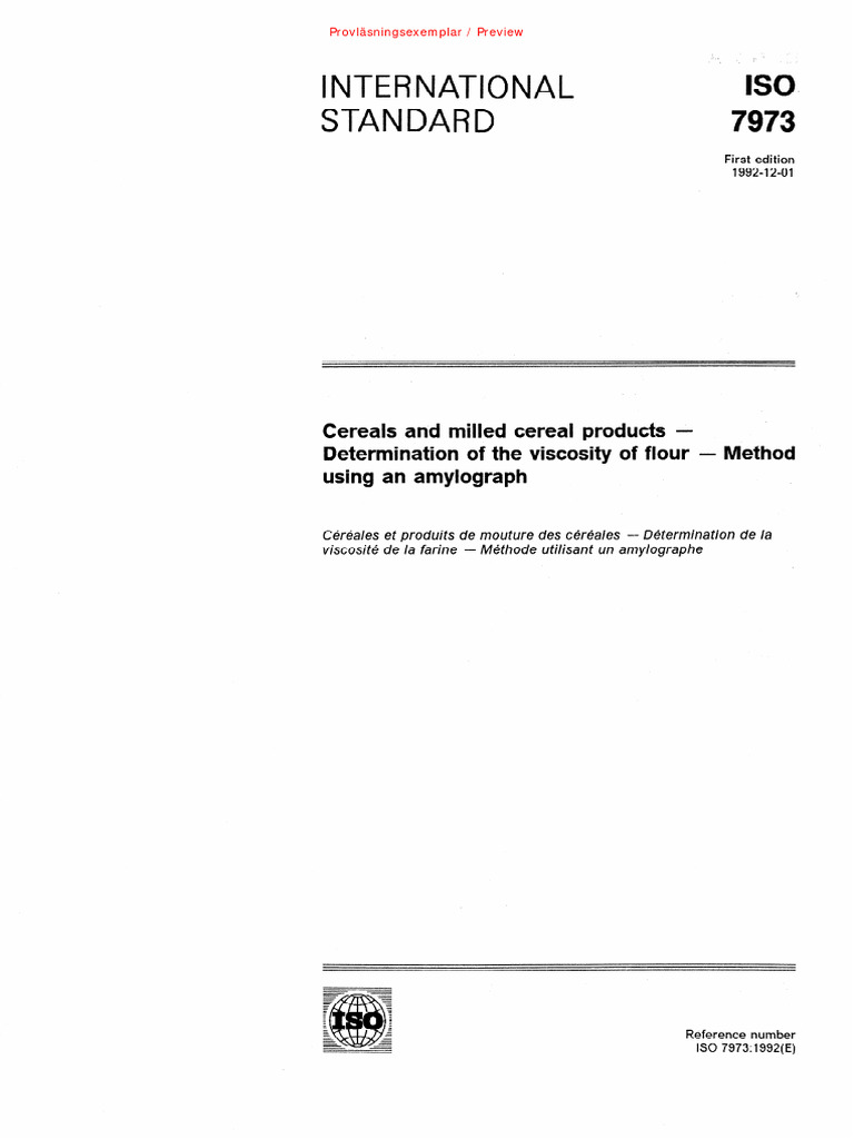 Viscosity Testing of Flour by Amylograph | PDF | International ...