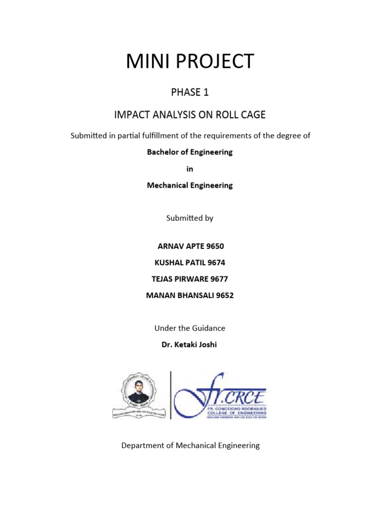 Mini Project Phase 1 Roll Cage Analysis | PDF | Simulation | Strength ...