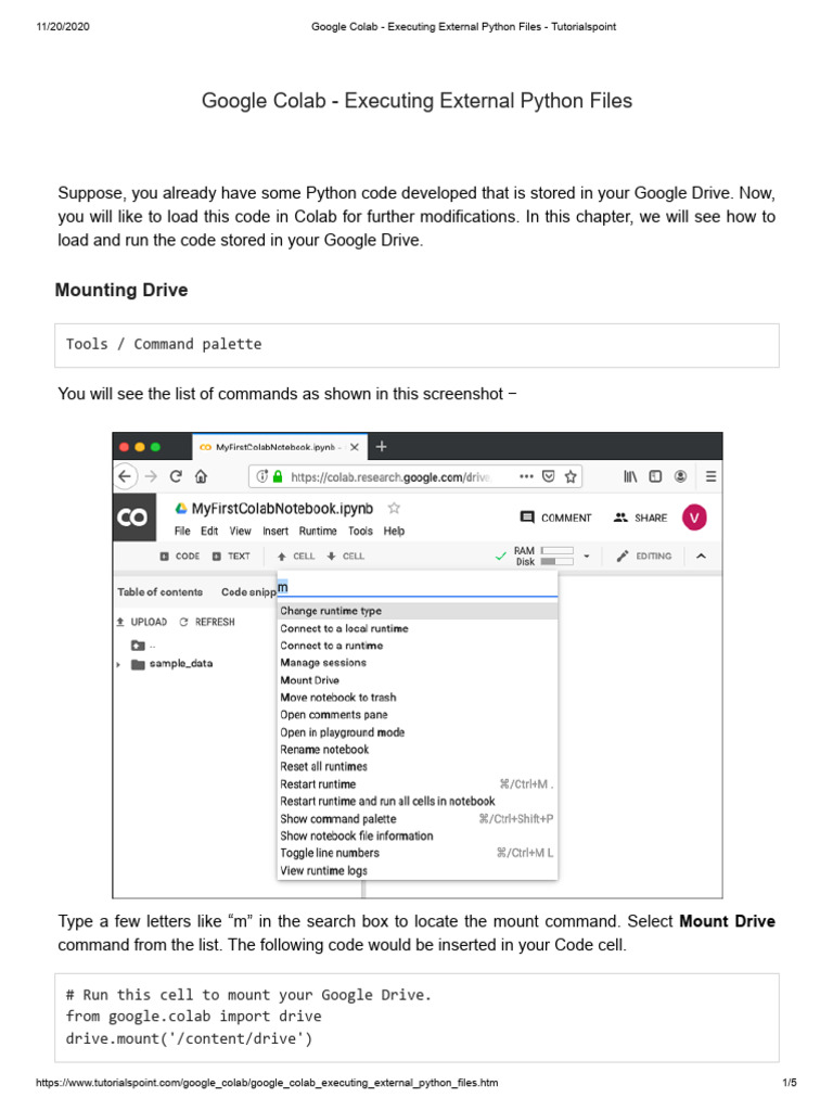 Google Colab - Executing External Python Files - Tutorialspoint | PDF ...