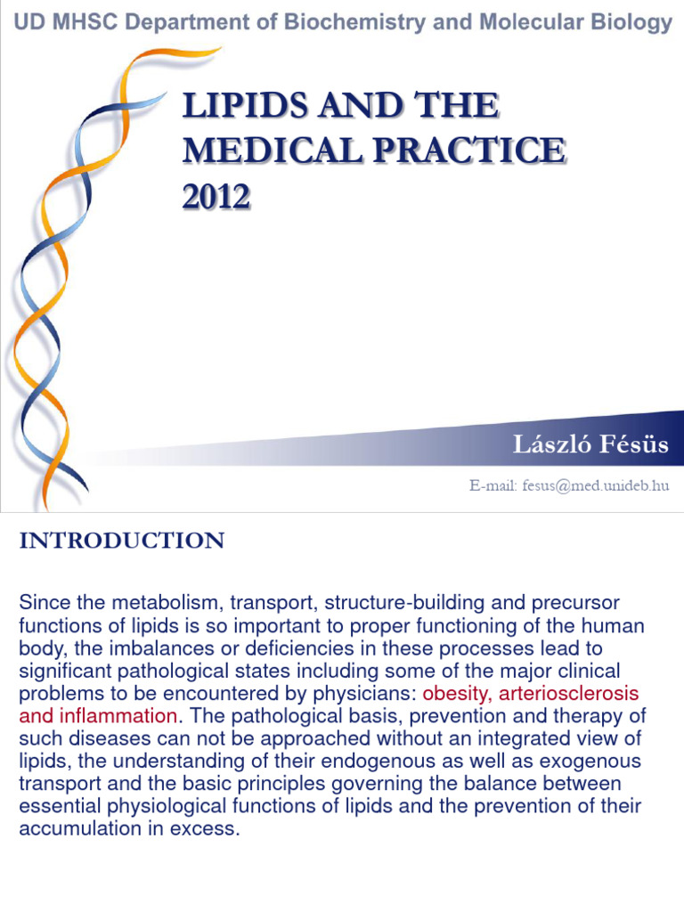Lipid Transport and Metabolism Overview | PDF | Lipoprotein | Cholesterol
