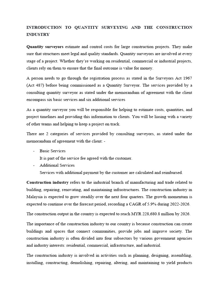 Quantity Surveying in Construction Management | PDF | Procurement ...