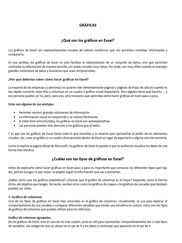 Gráficas en Excel PDF Microsoft Excel Información