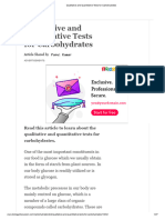 Qualitative and Quantitative Tests For Carbohydrates