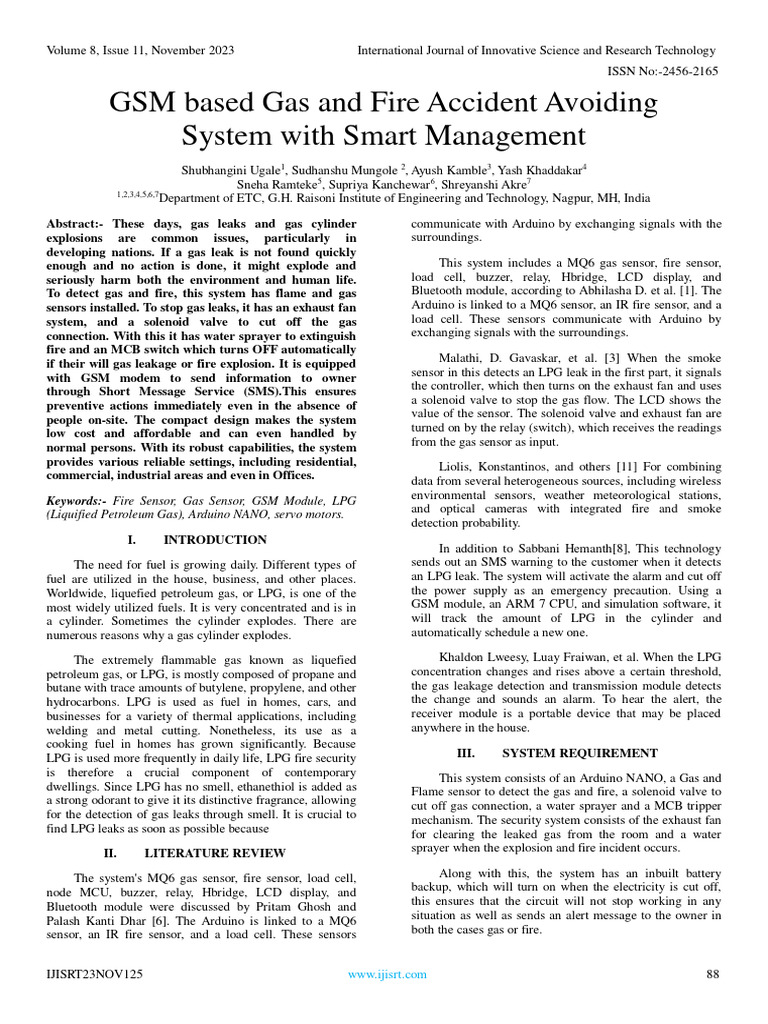Gas Leak & Fire Safety System | PDF | Liquefied Petroleum Gas ...