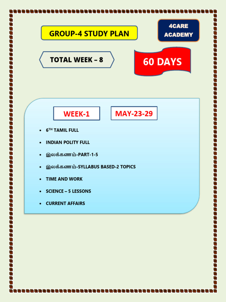 60 Days: Group-4 Study Plan | PDF