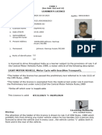 Learner'S Licence: Form 3 (See Rule 3 (A) and 13)