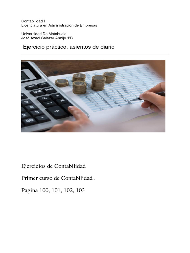 Ejercicios De Primer Cuso De Contabilidad Pág 100 101 102 103 Pdf