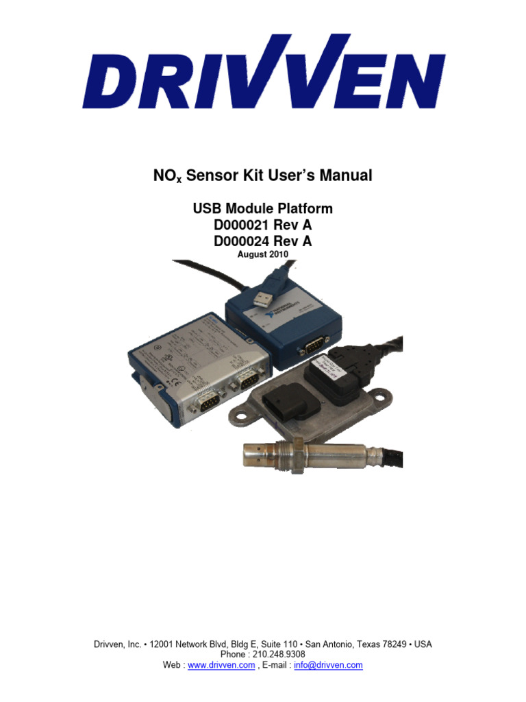 NOx Sensor Module Kit User Manual | PDF | Usb | Installation (Computer ...