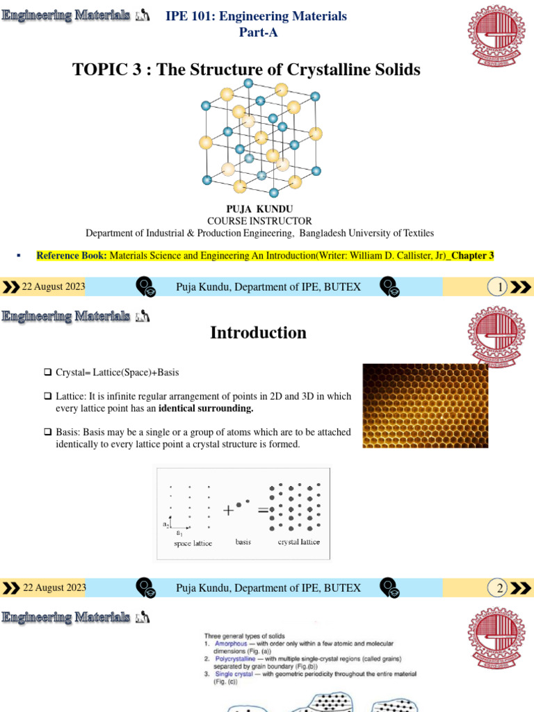 Crystalline Solids for Engineering Students | PDF | Crystal Structure ...