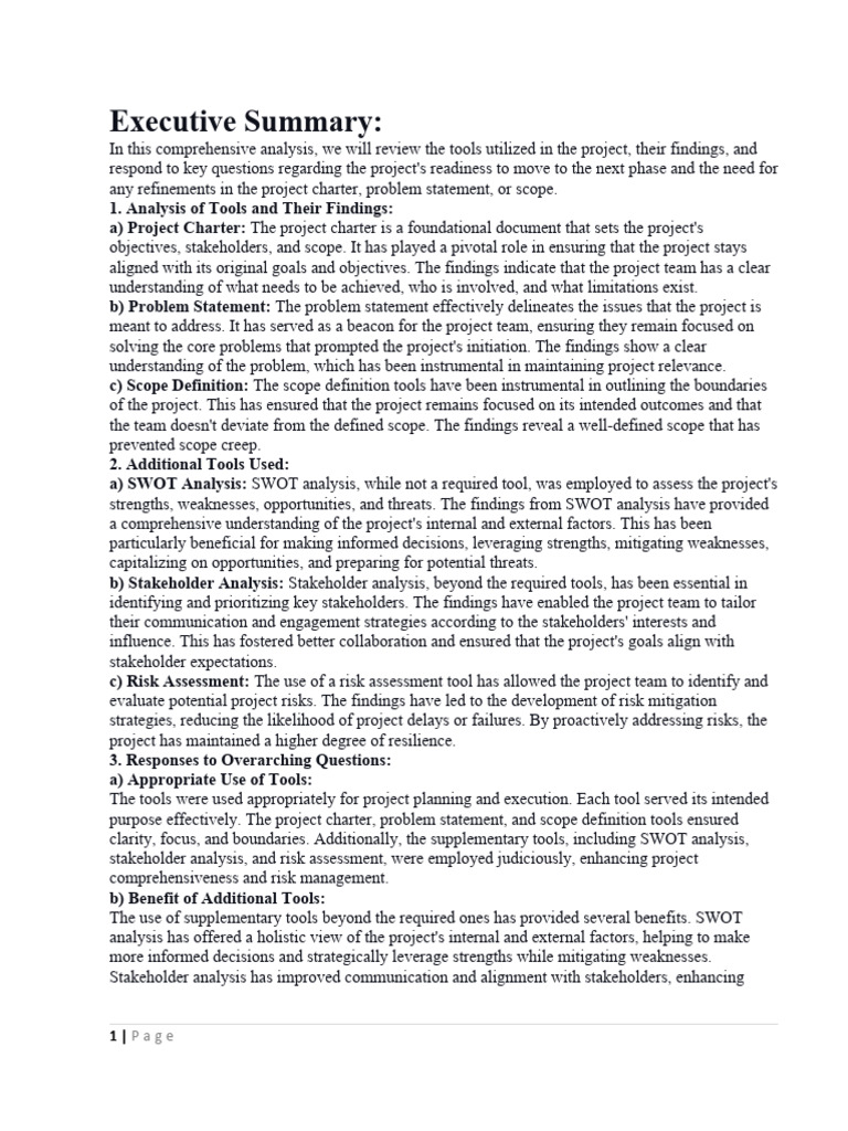 Executive Summary | PDF | Swot Analysis | Risk Management