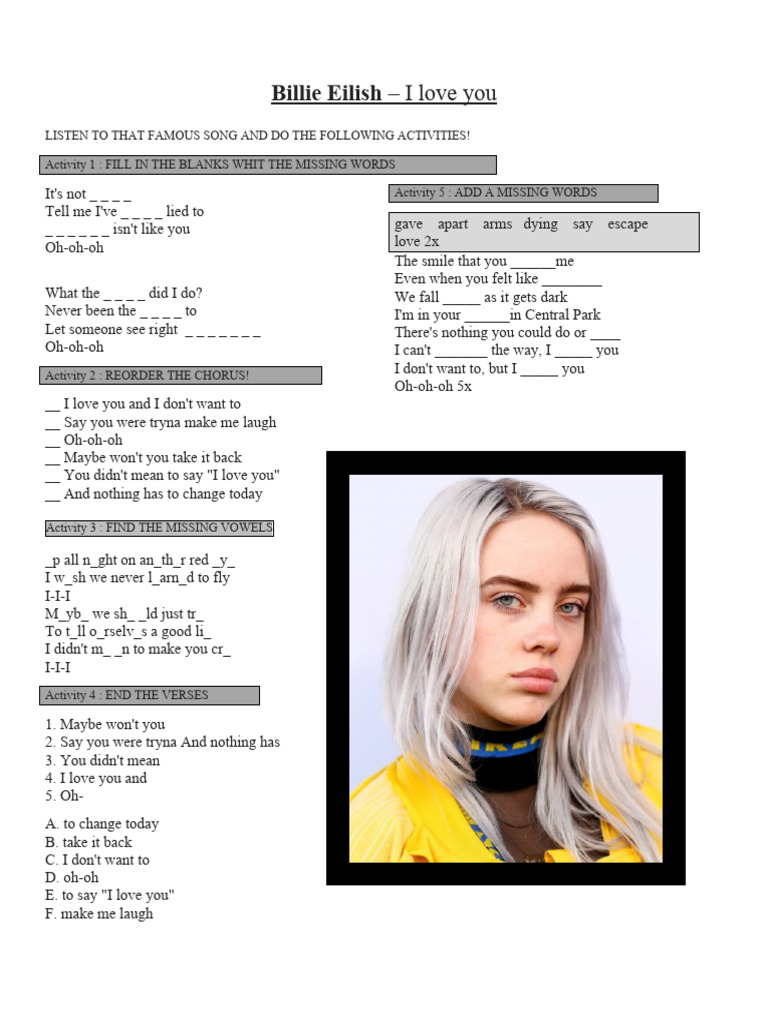 Billie Eilish I Love You PDF
