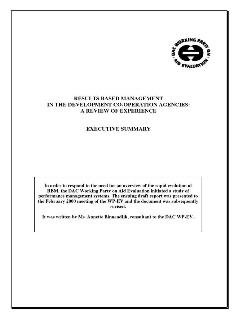Results-Based Management in Donor Agencies | PDF | Development ...