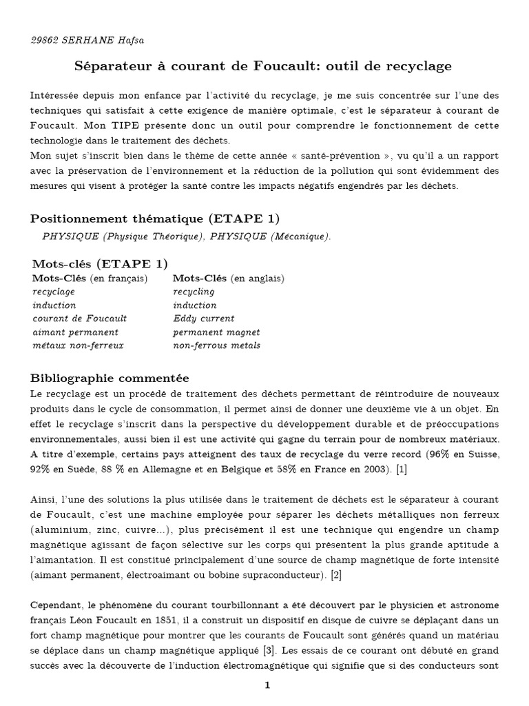 Séparateur à Courant de Foucault en Recyclage PDF Champ magnétique — free download