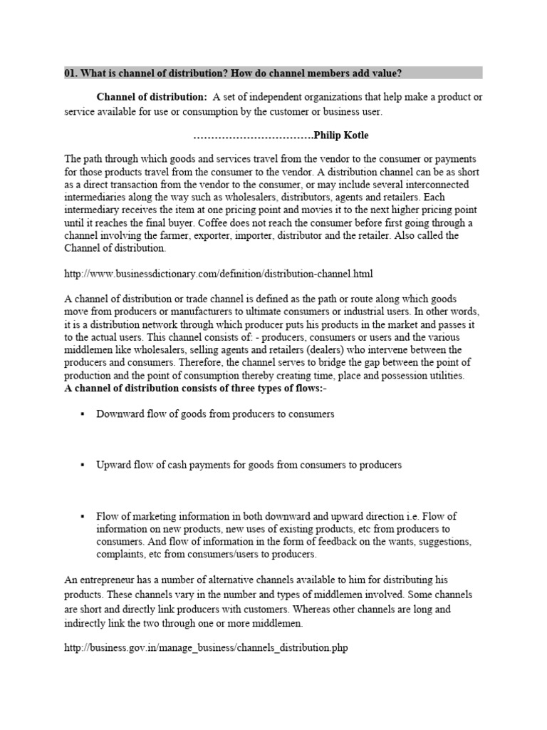 Channel of Distribution | PDF | Retail | Marketing
