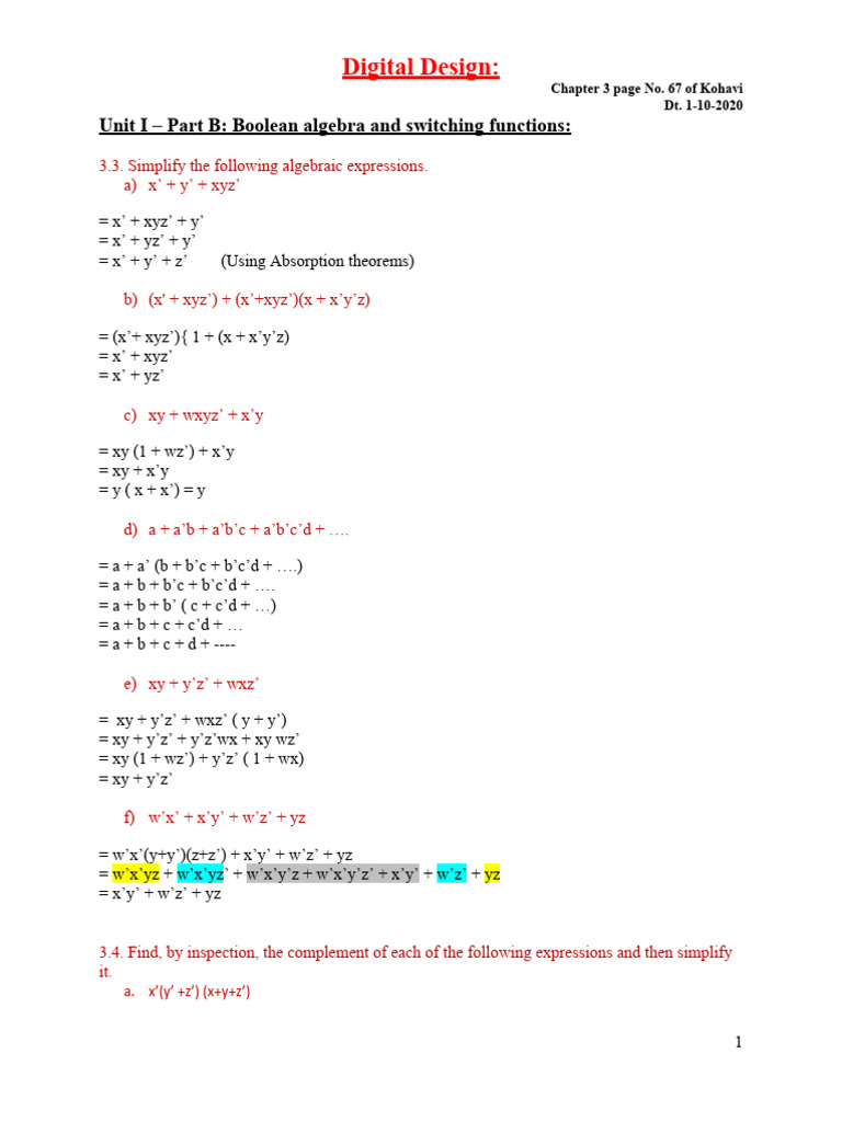 Boolean Algebra Simplifications and Validations | PDF | Mathematics ...