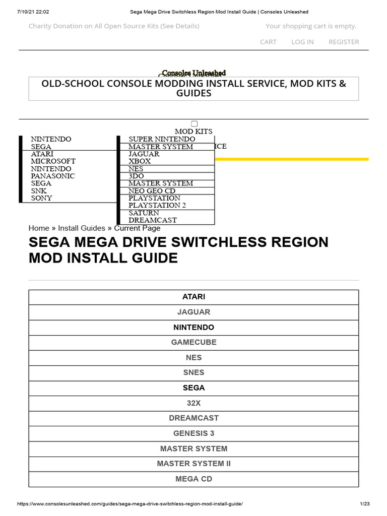 Sega mega drive switchless region mod install guide consoles