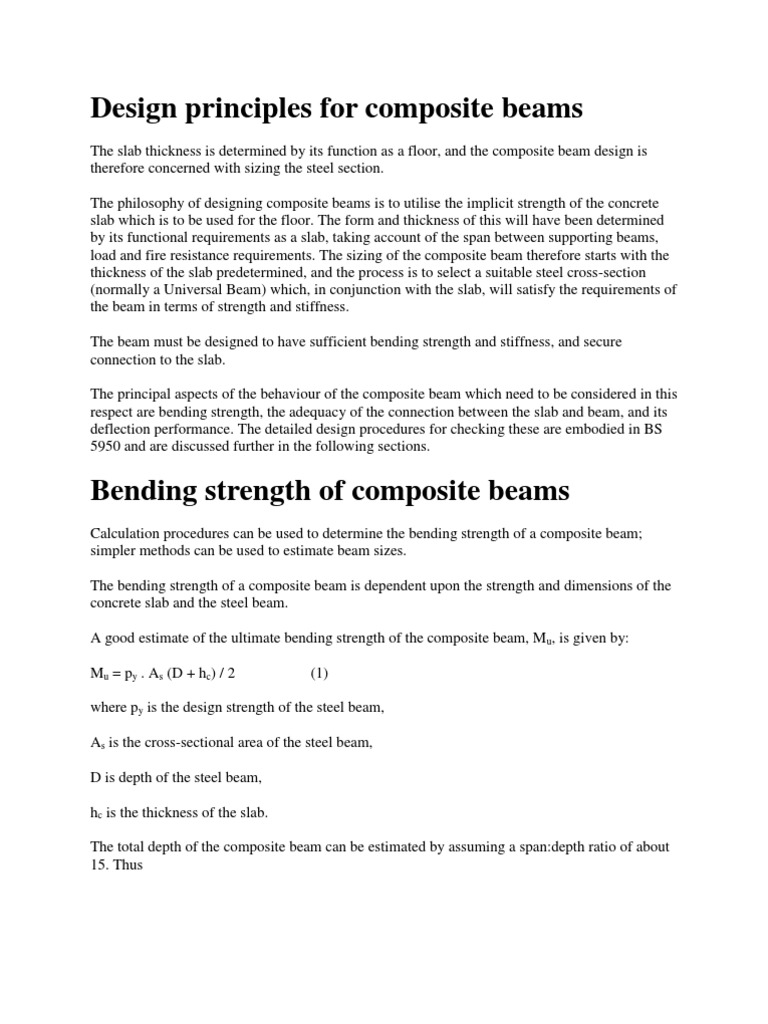 Design Principles For Composite Beams | PDF | Bending | Beam (Structure)